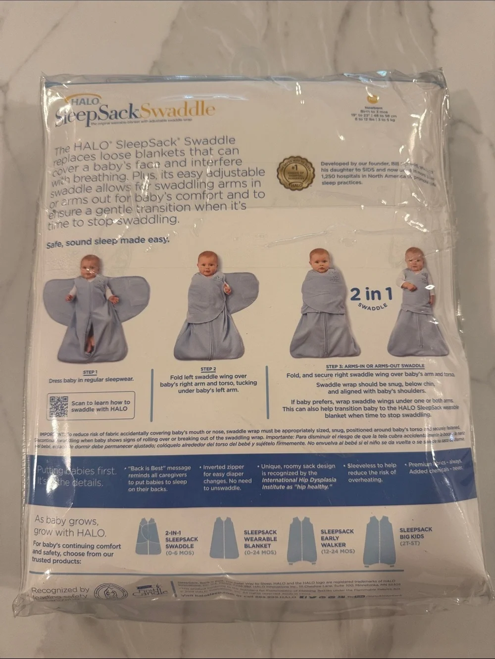 HALO SleepSack Swaddle - NB Birth to 3 Months Plushy Dot Velboa (6-12 lbs)